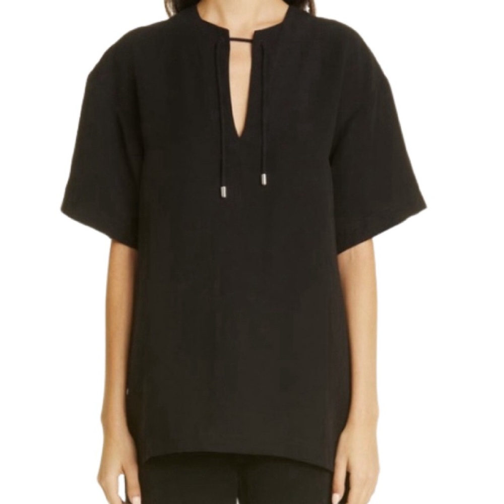 NWT Toteme Fluid Tie Neck Pullover Black Top - Sz 6